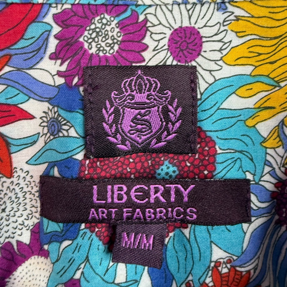 Liberty art fabrics button up long sleeve flowers Multicolor Floral  Shirt - Picture 12 of 15